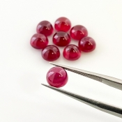16.50 Cts. Ruby 6.5mm Smooth Round Shape AA Grade Cabochons Parcel - Total 9 Pcs.