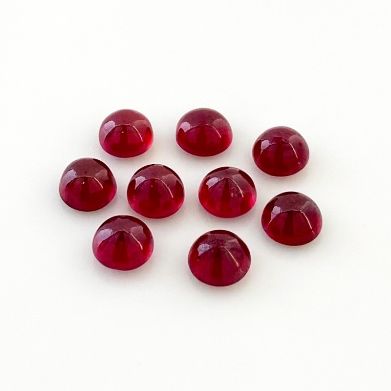 16.50 Cts. Ruby 6.5mm Smooth Round Shape AA Grade Cabochons Parcel - Total 9 Pcs.