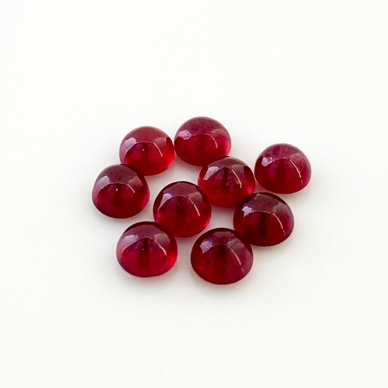 16.50 Cts. Ruby 6.5mm Smooth Round Shape AA Grade Cabochons Parcel - Total 9 Pcs.