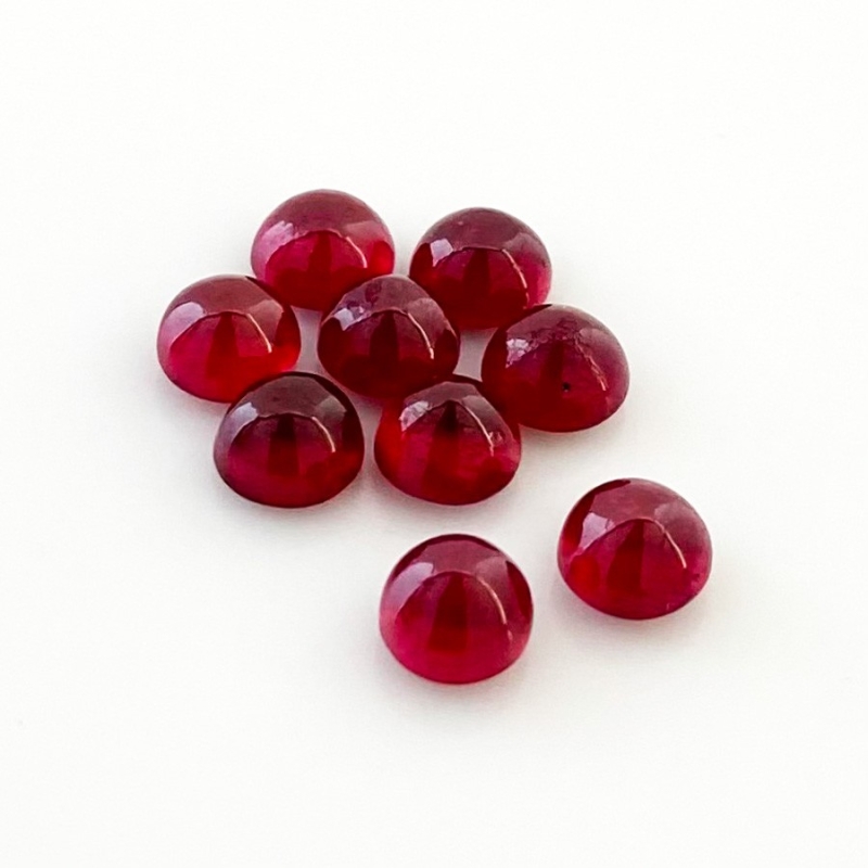 16.50 Cts. Ruby 6.5mm Smooth Round Shape AA Grade Cabochons Parcel - Total 9 Pcs.