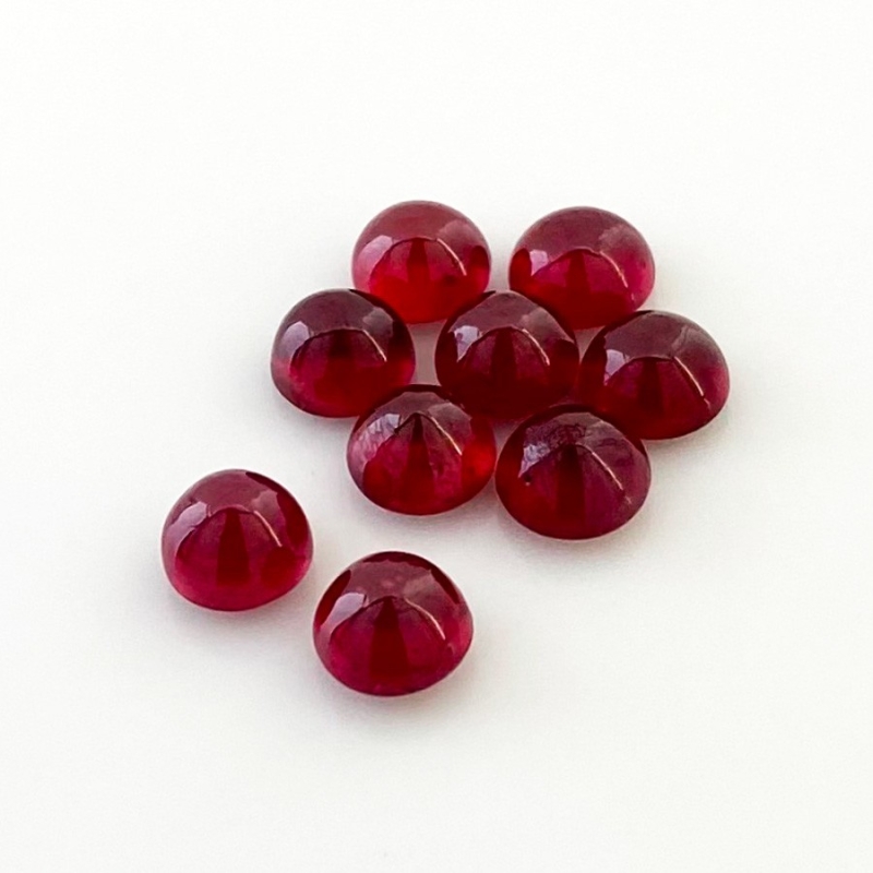 16.50 Cts. Ruby 6.5mm Smooth Round Shape AA Grade Cabochons Parcel - Total 9 Pcs.