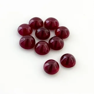 21.50 Cts. Ruby 7mm Smooth Round Shape AA Grade Cabochons Parcel - Total 10 Pcs.