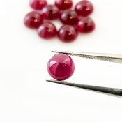 21.50 Cts. Ruby 7mm Smooth Round Shape AA Grade Cabochons Parcel - Total 10 Pcs.