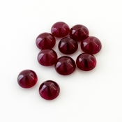 21.50 Cts. Ruby 7mm Smooth Round Shape AA Grade Cabochons Parcel - Total 10 Pcs.