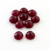 21.50 Cts. Ruby 7mm Smooth Round Shape AA Grade Cabochons Parcel - Total 10 Pcs.
