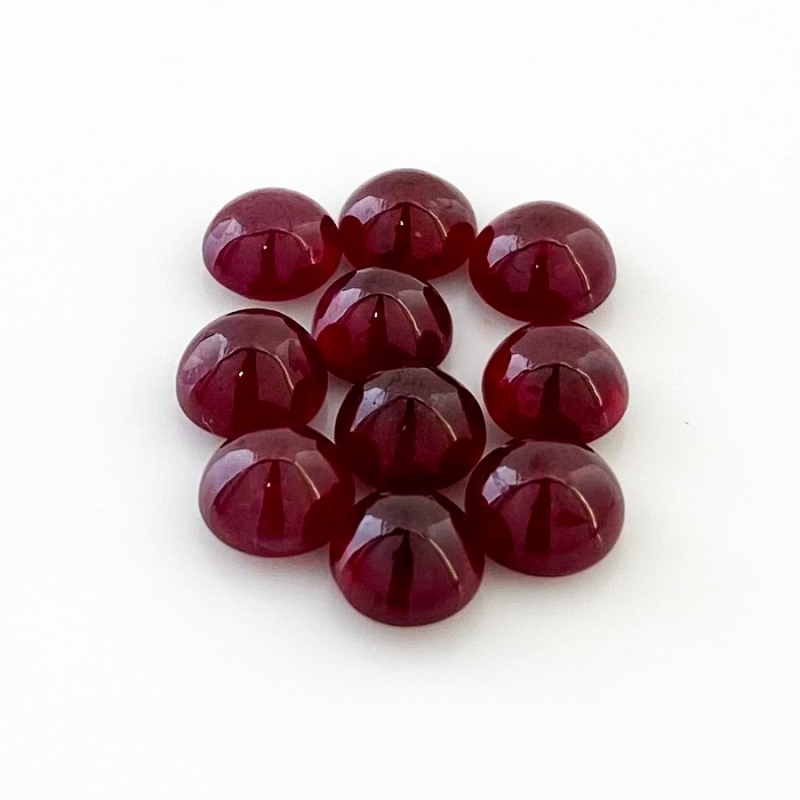 21.50 Cts. Ruby 7mm Smooth Round Shape AA Grade Cabochons Parcel - Total 10 Pcs.