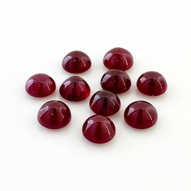 21.50 Cts. Ruby 7mm Smooth Round Shape AA Grade Cabochons Parcel - Total 10 Pcs.