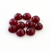 21.50 Cts. Ruby 7mm Smooth Round Shape AA Grade Cabochons Parcel - Total 10 Pcs.