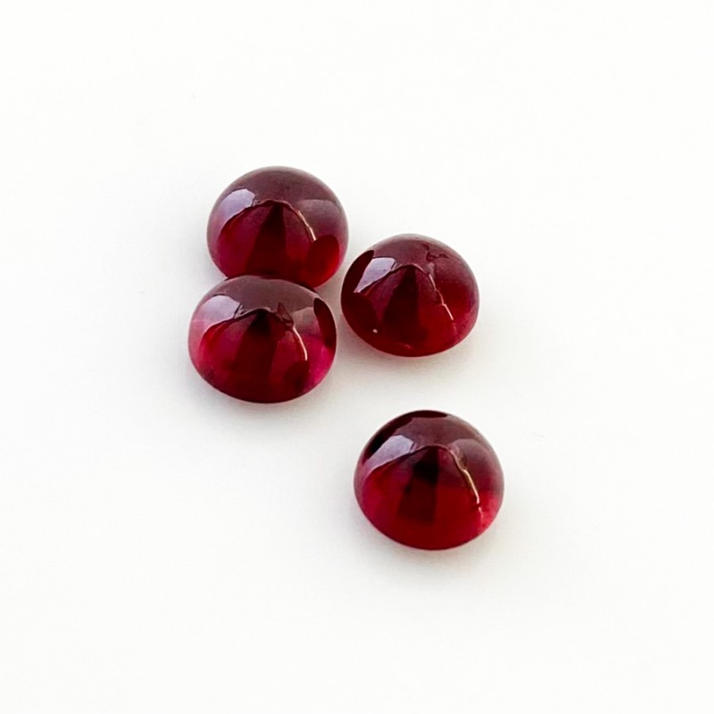 9.55 Cts. Ruby 7mm Smooth Round Shape AA Grade Cabochons Parcel - Total 4 Pcs.