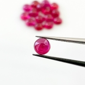 12.75 Cts. Ruby 5mm Smooth Round Shape AA Grade Cabochons Parcel - Total 16 Pcs.