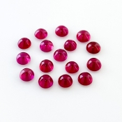 12.75 Cts. Ruby 5mm Smooth Round Shape AA Grade Cabochons Parcel - Total 16 Pcs.