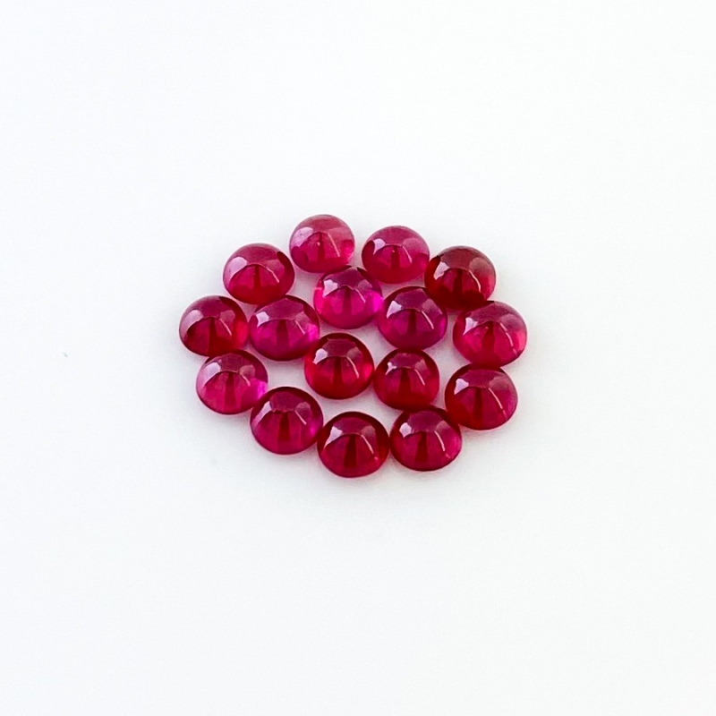 12.75 Cts. Ruby 5mm Smooth Round Shape AA Grade Cabochons Parcel - Total 16 Pcs.