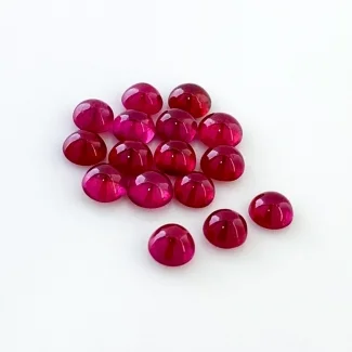 12.75 Cts. Ruby 5mm Smooth Round Shape AA Grade Cabochons Parcel - Total 16 Pcs.