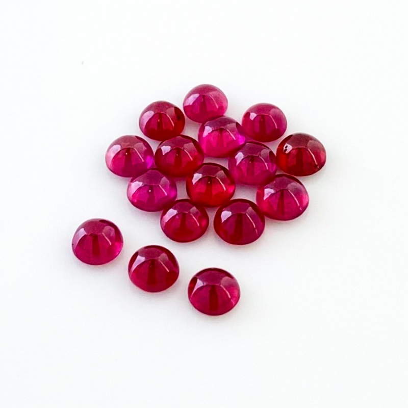 12.75 Cts. Ruby 5mm Smooth Round Shape AA Grade Cabochons Parcel - Total 16 Pcs.