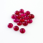 12.75 Cts. Ruby 5mm Smooth Round Shape AA Grade Cabochons Parcel - Total 16 Pcs.