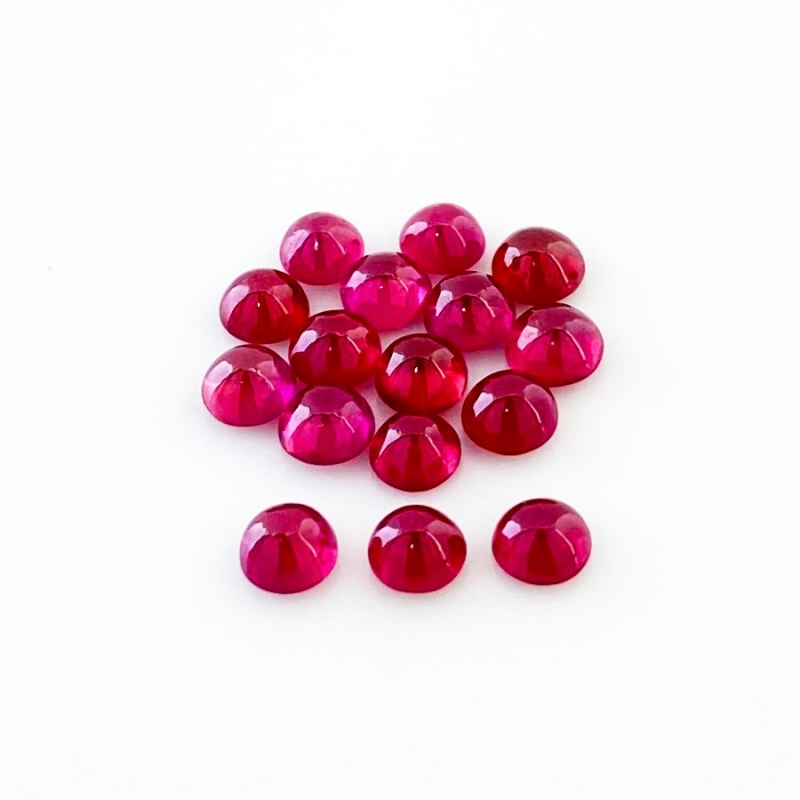 12.75 Cts. Ruby 5mm Smooth Round Shape AA Grade Cabochons Parcel - Total 16 Pcs.