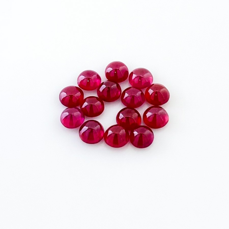 14.70 Cts. Ruby 5.5mm Smooth Round Shape AA Grade Cabochons Parcel - Total 14 Pcs.