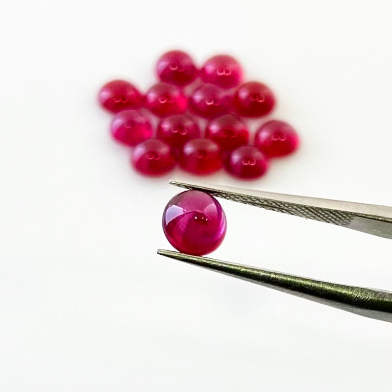 14.70 Cts. Ruby 5.5mm Smooth Round Shape AA Grade Cabochons Parcel - Total 14 Pcs.