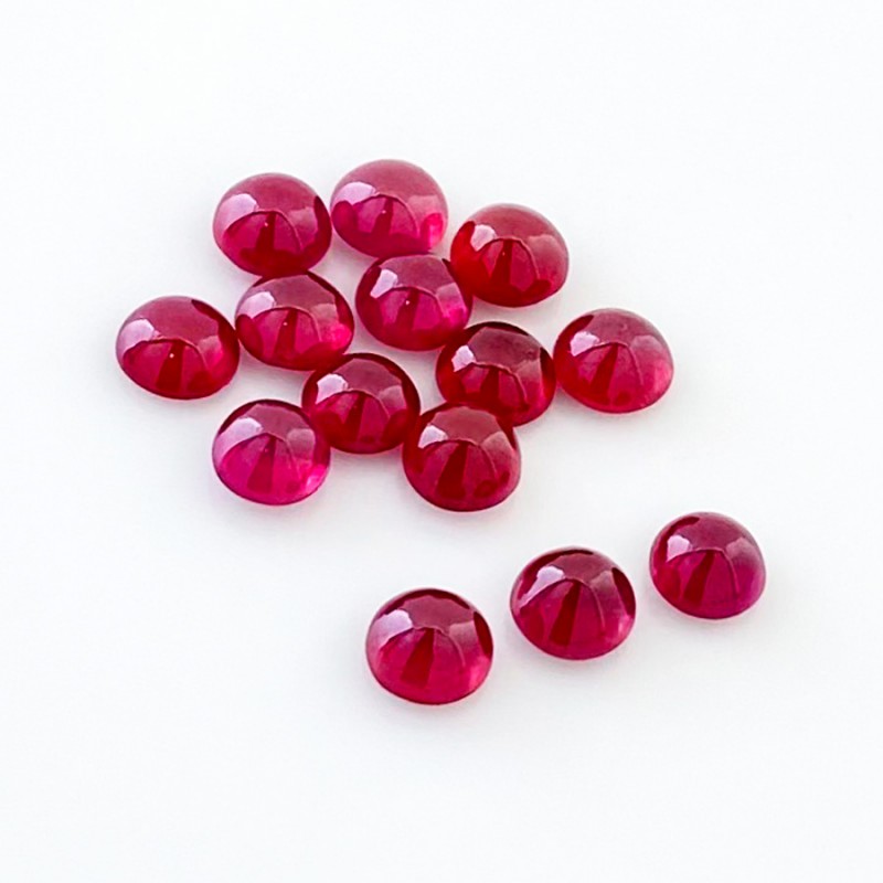 14.70 Cts. Ruby 5.5mm Smooth Round Shape AA Grade Cabochons Parcel - Total 14 Pcs.