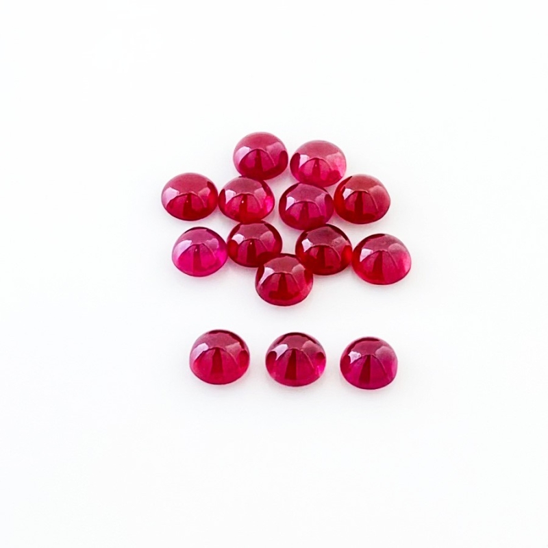 14.70 Cts. Ruby 5.5mm Smooth Round Shape AA Grade Cabochons Parcel - Total 14 Pcs.