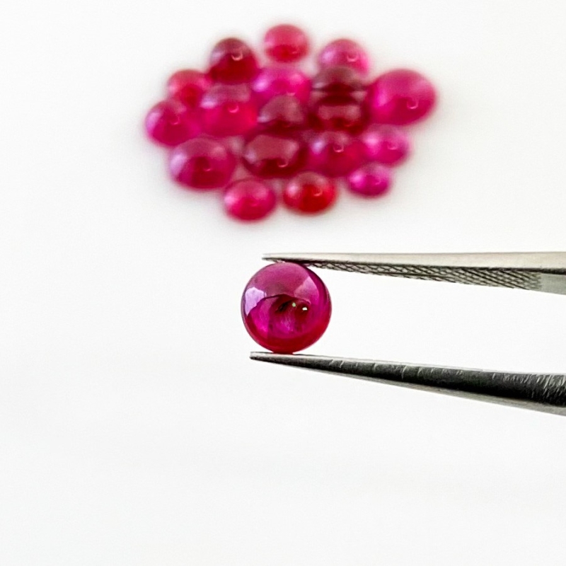 11.70 Cts. Ruby 4-6mm Smooth Round Shape AA Grade Cabochons Parcel - Total 19 Pcs.