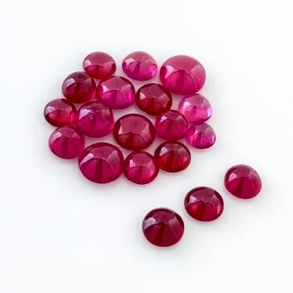 11.70 Cts. Ruby 4-6mm Smooth Round Shape AA Grade Cabochons Parcel - Total 19 Pcs.