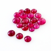 11.70 Cts. Ruby 4-6mm Smooth Round Shape AA Grade Cabochons Parcel - Total 19 Pcs.