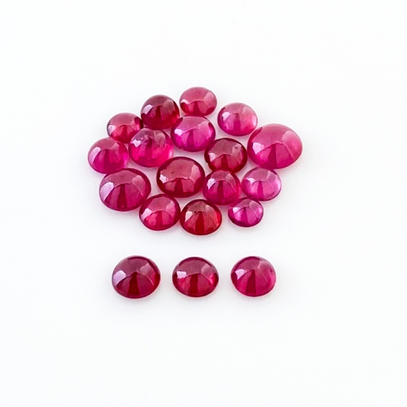 11.70 Cts. Ruby 4-6mm Smooth Round Shape AA Grade Cabochons Parcel - Total 19 Pcs.