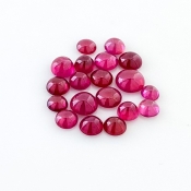 11.70 Cts. Ruby 4-6mm Smooth Round Shape AA Grade Cabochons Parcel - Total 19 Pcs.