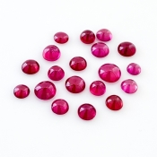 11.70 Cts. Ruby 4-6mm Smooth Round Shape AA Grade Cabochons Parcel - Total 19 Pcs.