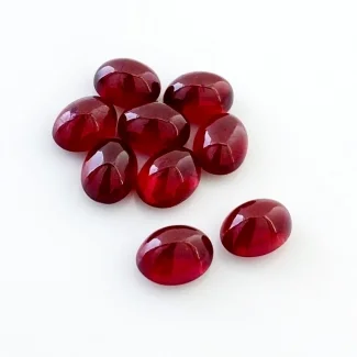 20.45 Cts. Ruby 8x6mm Smooth Oval Shape AA Grade Cabochons Parcel - Total 9 Pcs.
