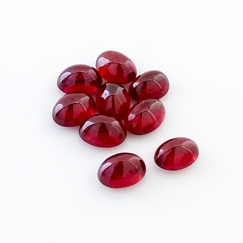 20 Cts. Ruby 8x6mm Smooth Oval Shape AA Grade Cabochons Parcel - Total 9 Pcs.