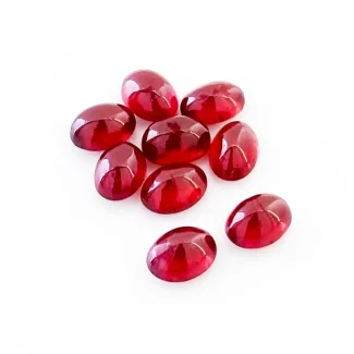 19 Cts. Ruby 8x6mm Smooth Oval Shape AA Grade Cabochons Parcel - Total 9 Pcs.