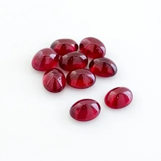 19.05 Cts. Ruby 8x6mm Smooth Oval Shape AA Grade Cabochons Parcel - Total 9 Pcs.