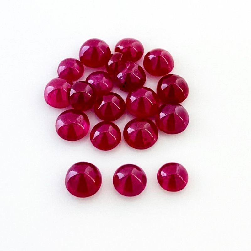 17.20 Cts. Ruby 4.5-5.5mm Smooth Round Shape AA Grade Cabochons Parcel - Total 19 Pcs.