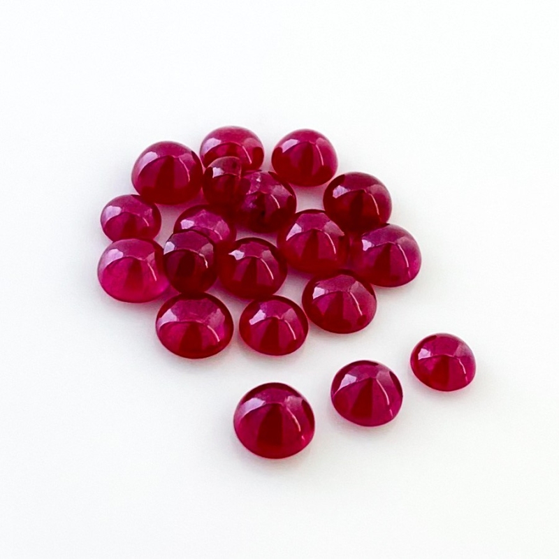 17.20 Cts. Ruby 4.5-5.5mm Smooth Round Shape AA Grade Cabochons Parcel - Total 19 Pcs.