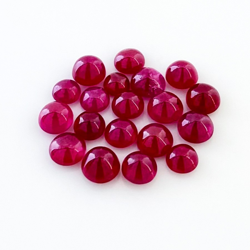 17.20 Cts. Ruby 4.5-5.5mm Smooth Round Shape AA Grade Cabochons Parcel - Total 19 Pcs.