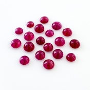 17.20 Cts. Ruby 4.5-5.5mm Smooth Round Shape AA Grade Cabochons Parcel - Total 19 Pcs.