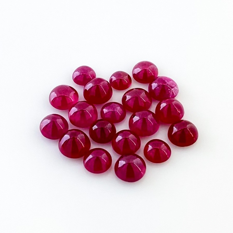 17.20 Cts. Ruby 4.5-5.5mm Smooth Round Shape AA Grade Cabochons Parcel - Total 19 Pcs.