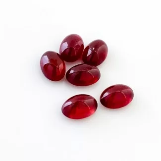 Ruby Smooth Oval Shape AA Grade Cabochon Parcel - 9x6mm - 6 Pc. - 15.60 Cts.