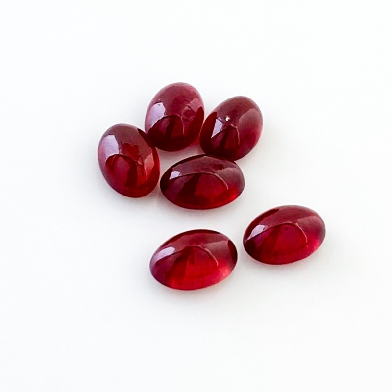 15.60 Cts. Ruby 9x6mm Smooth Oval Shape AA Grade Cabochons Parcel - Total 6 Pcs.