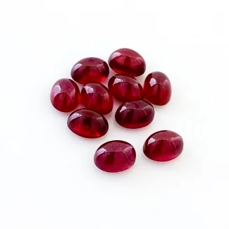 16.65 Cts. Ruby 7x5mm Smooth Oval Shape AA Grade Cabochons Parcel - Total 10 Pcs.