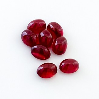 Ruby Smooth Oval Shape AA Grade Cabochon Parcel - 7x5mm - 8 Pc. - 13.60 Cts.