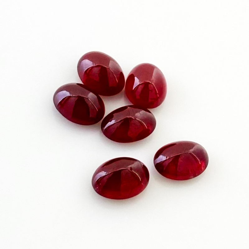 17.65 Cts. Ruby 9x7mm Smooth Oval Shape AA Grade Cabochons Parcel - Total 6 Pcs.