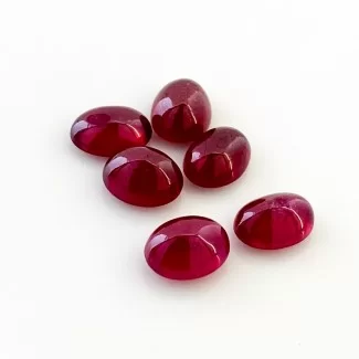 Ruby Smooth Oval Shape AA Grade Cabochon Parcel - 9x7mm - 6 Pc. - 18.35 Cts.