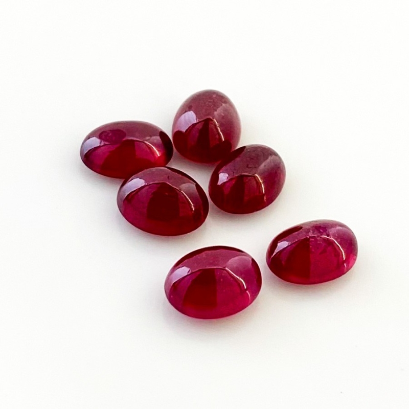 18.35 Cts. Ruby 9x7mm Smooth Oval Shape AA Grade Cabochons Parcel - Total 6 Pcs.