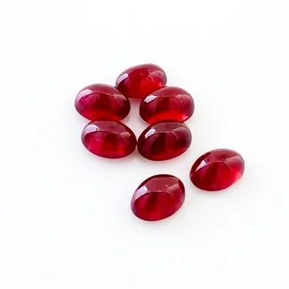 10.65 Cts. Ruby 7x5mm Smooth Oval Shape AA Grade Cabochons Parcel - Total 7 Pcs.