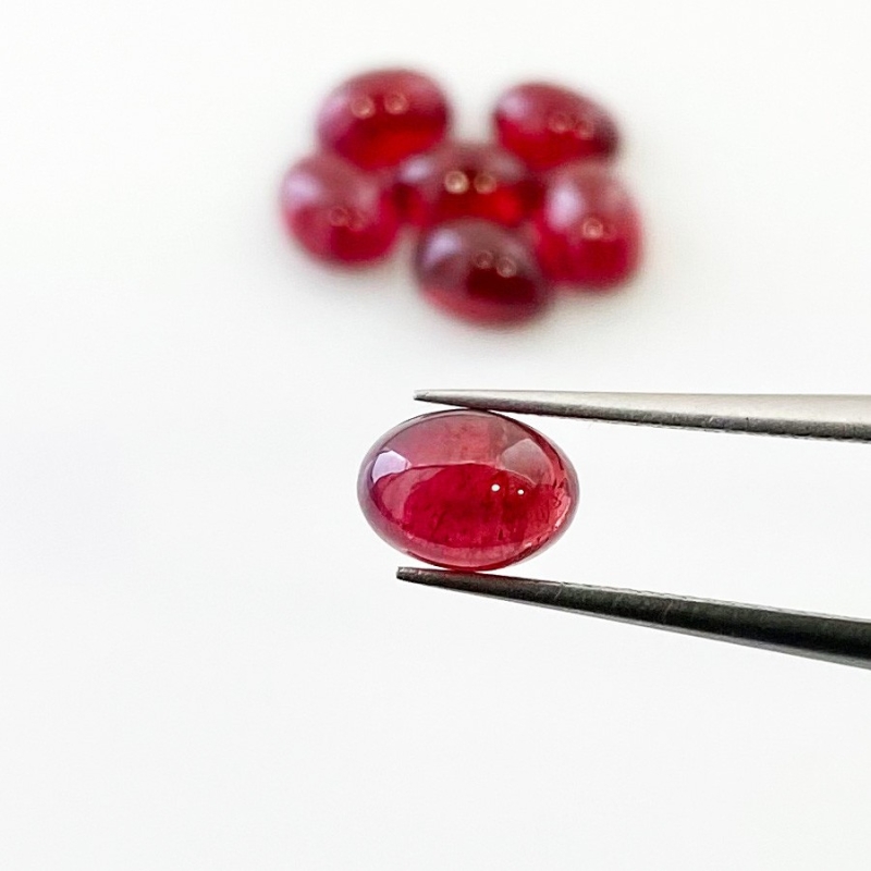 10.65 Cts. Ruby 7x5mm Smooth Oval Shape AA Grade Cabochons Parcel - Total 7 Pcs.