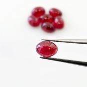 10.65 Cts. Ruby 7x5mm Smooth Oval Shape AA Grade Cabochons Parcel - Total 7 Pcs.