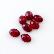 10.65 Cts. Ruby 7x5mm Smooth Oval Shape AA Grade Cabochons Parcel - Total 7 Pcs.